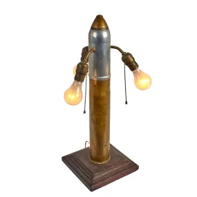 Original U.S. WWI Inert US M-1916 Gun 75mm Shell Trench Art Lamp With M-1907 Scovill Fuze - Fully Functional