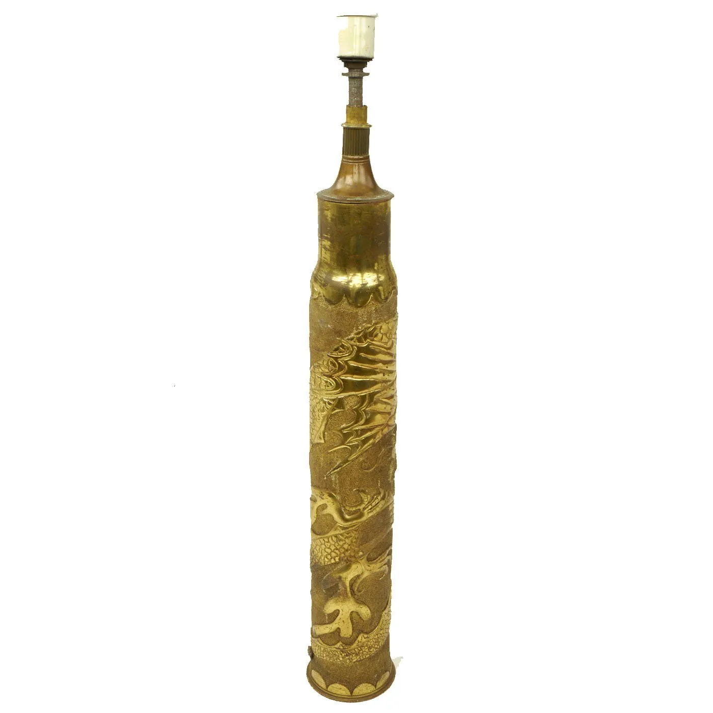 Original U.S WWII 3-inch/50-caliber Gun Brass Cartridge Dragon Trench Art Lamp