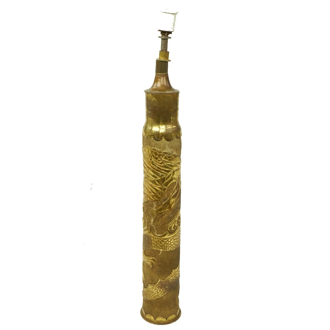 Original U.S WWII 3-inch/50-caliber Gun Brass Cartridge Dragon Trench Art Lamp