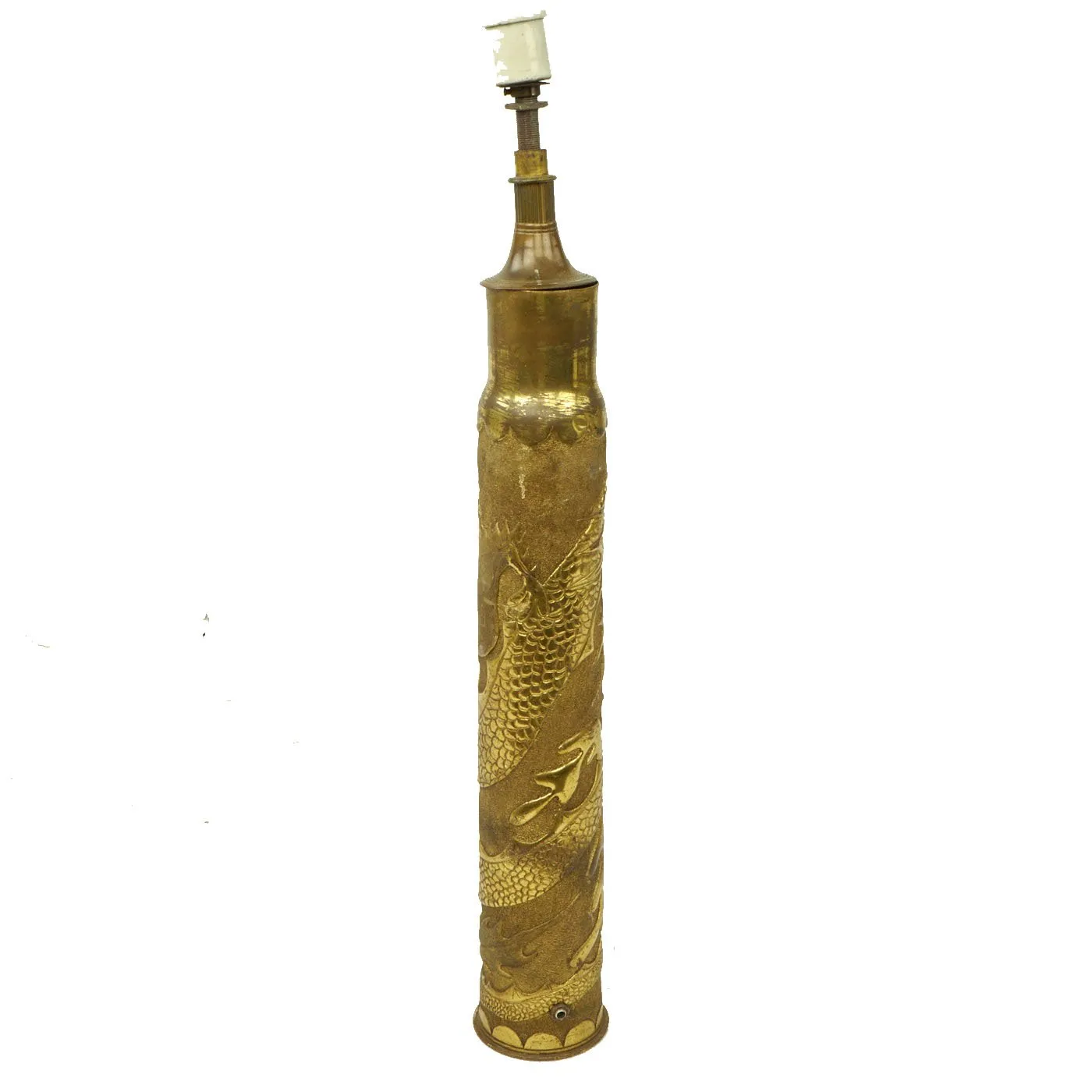 Original U.S WWII 3-inch/50-caliber Gun Brass Cartridge Dragon Trench Art Lamp