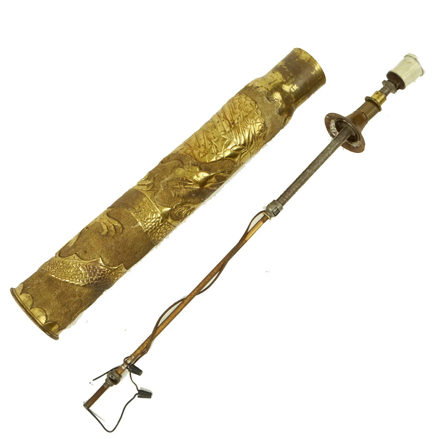 Original U.S WWII 3-inch/50-caliber Gun Brass Cartridge Dragon Trench Art Lamp