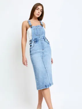 Overall MIDI Pencil Skirt W/ Back Open Slit