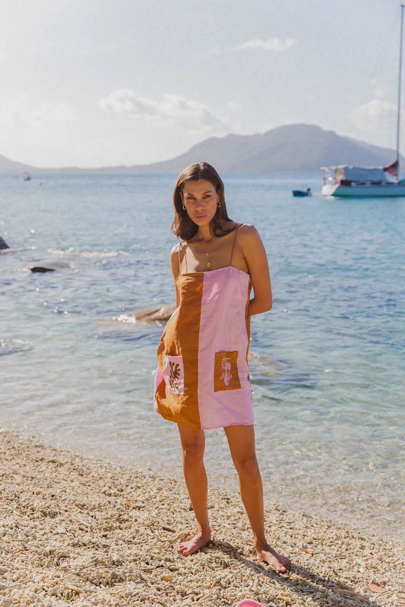 Palmeo Shift Dress- Brown/ Pink