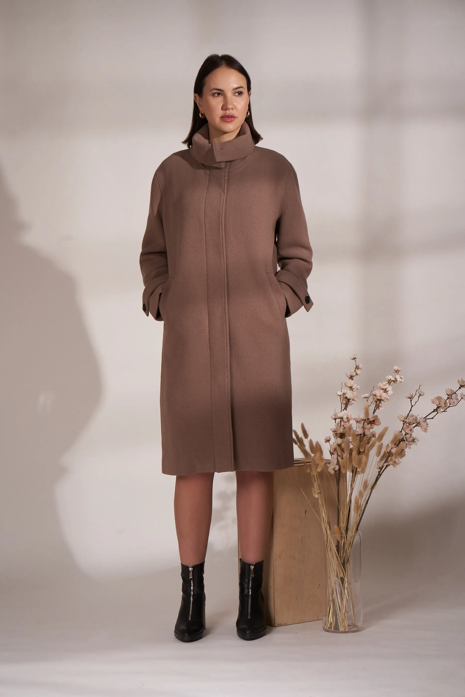 Pecan Recycled Wool Coat