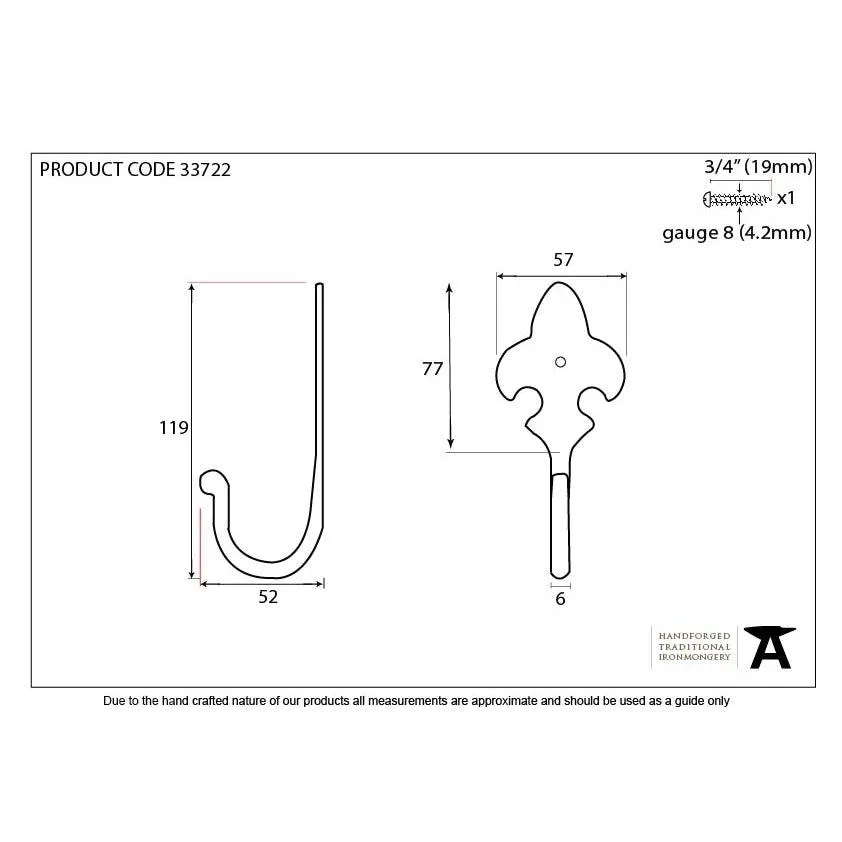 Pewter Fleur-De-Lys Coat Hook | From The Anvil