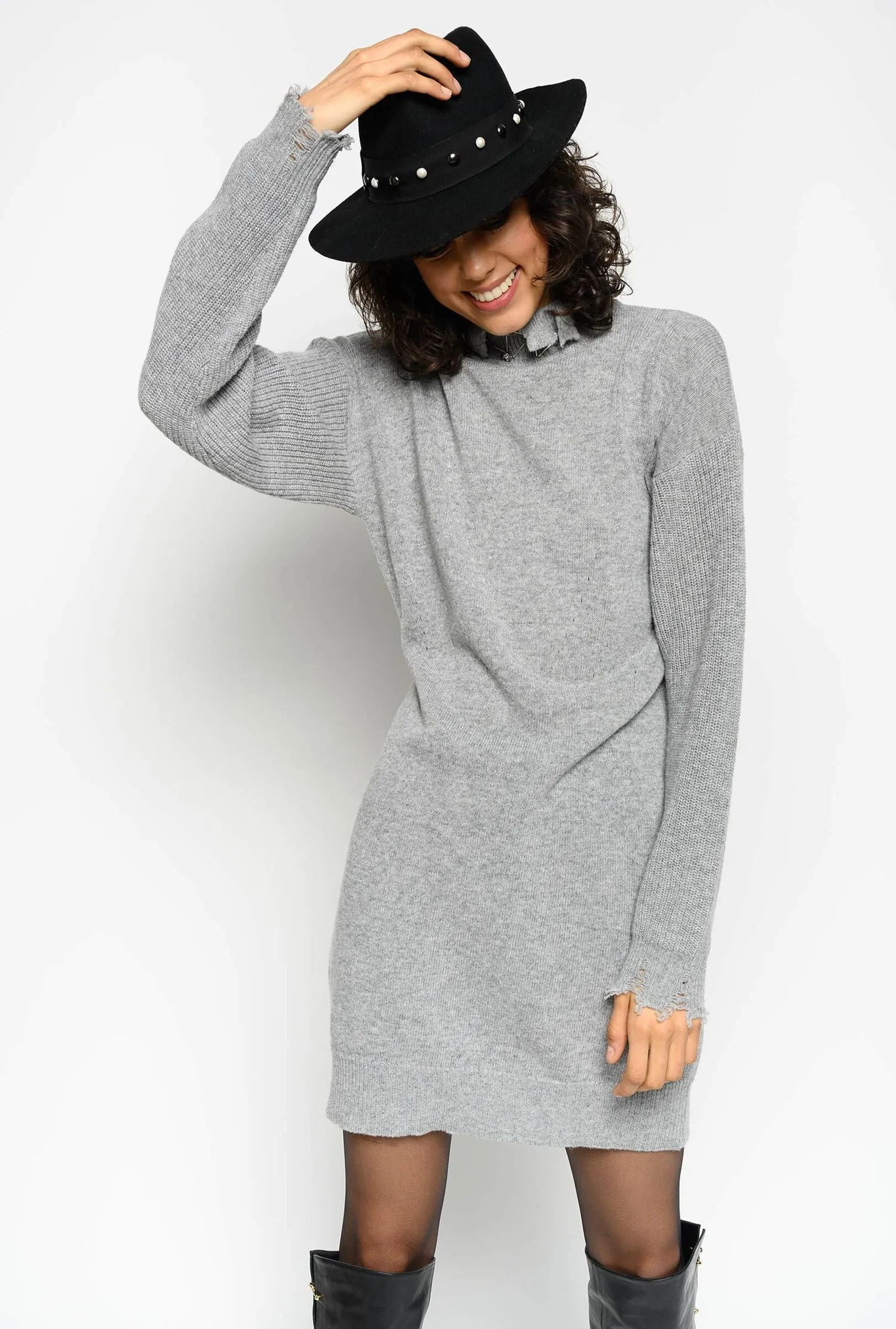 PINKO MISS MARY FLAT-KNIT WOOL DRESS