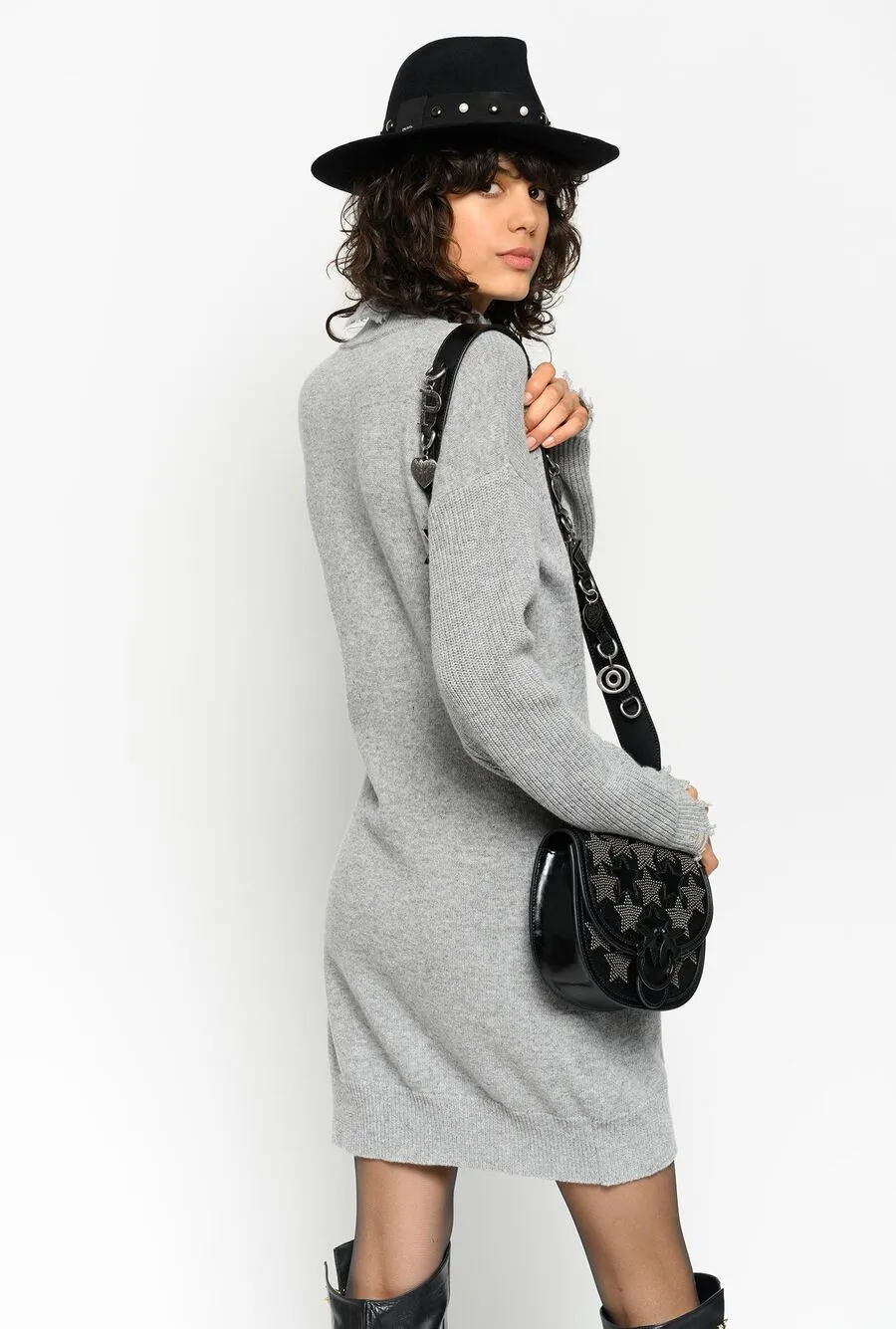 PINKO MISS MARY FLAT-KNIT WOOL DRESS