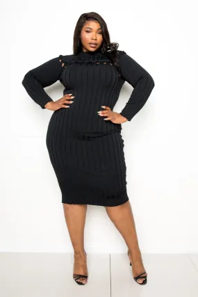 Plus Knot Detail Midi Sweater Dress