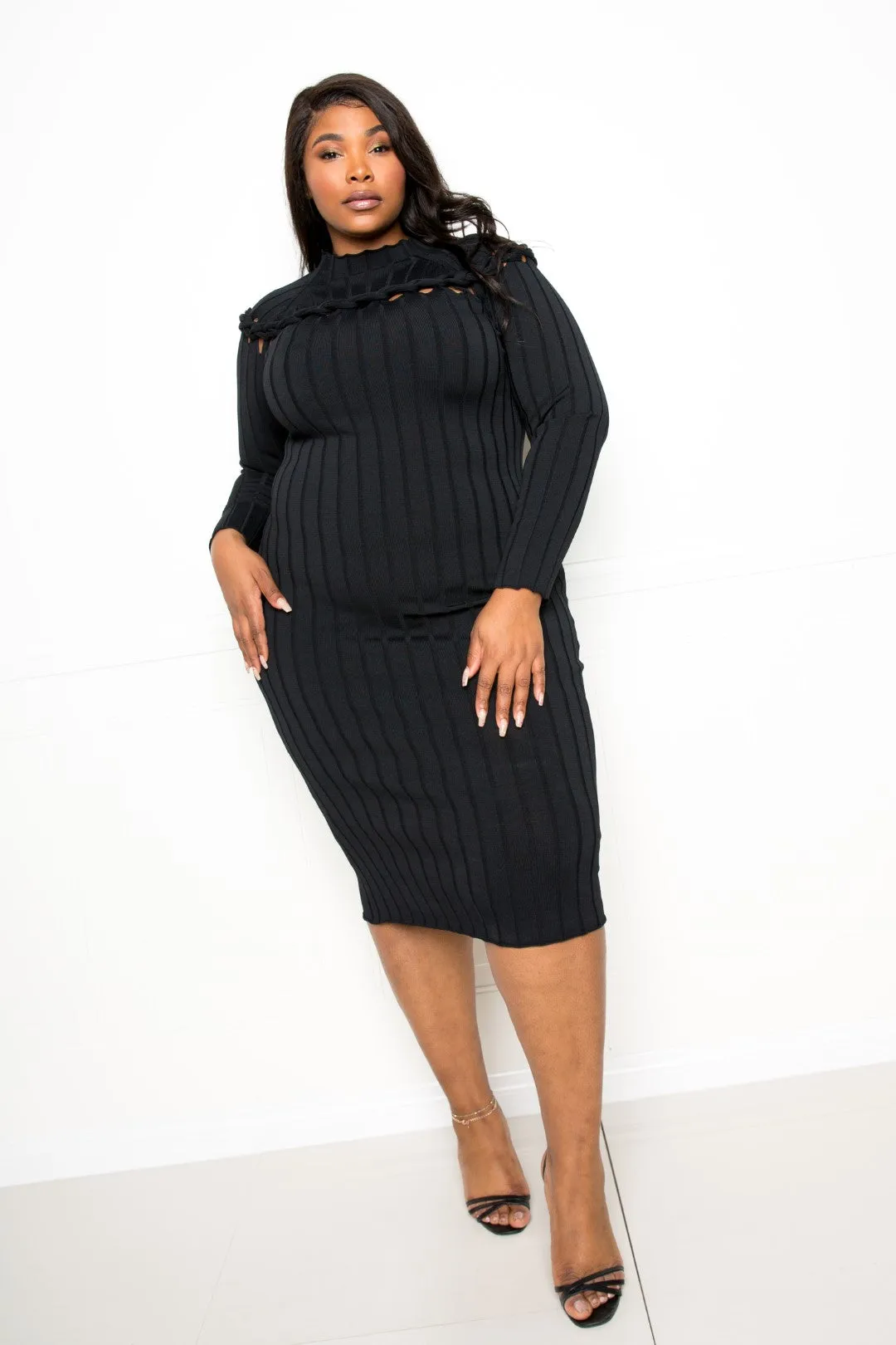 Plus Knot Detail Midi Sweater Dress