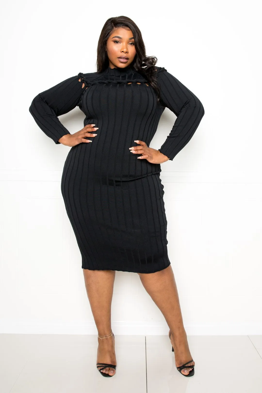 Plus Knot Detail Midi Sweater Dress