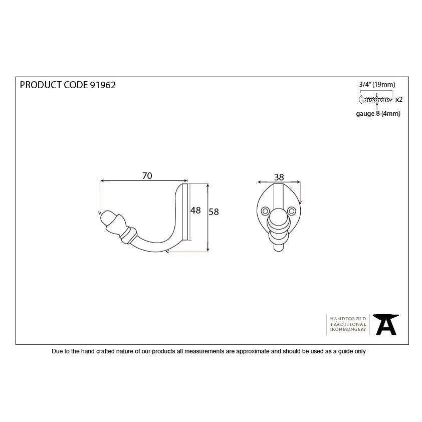 Polished Bronze Coat Hook | From The Anvil
