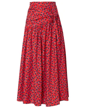 Poppy Heart Print Midi Skirt