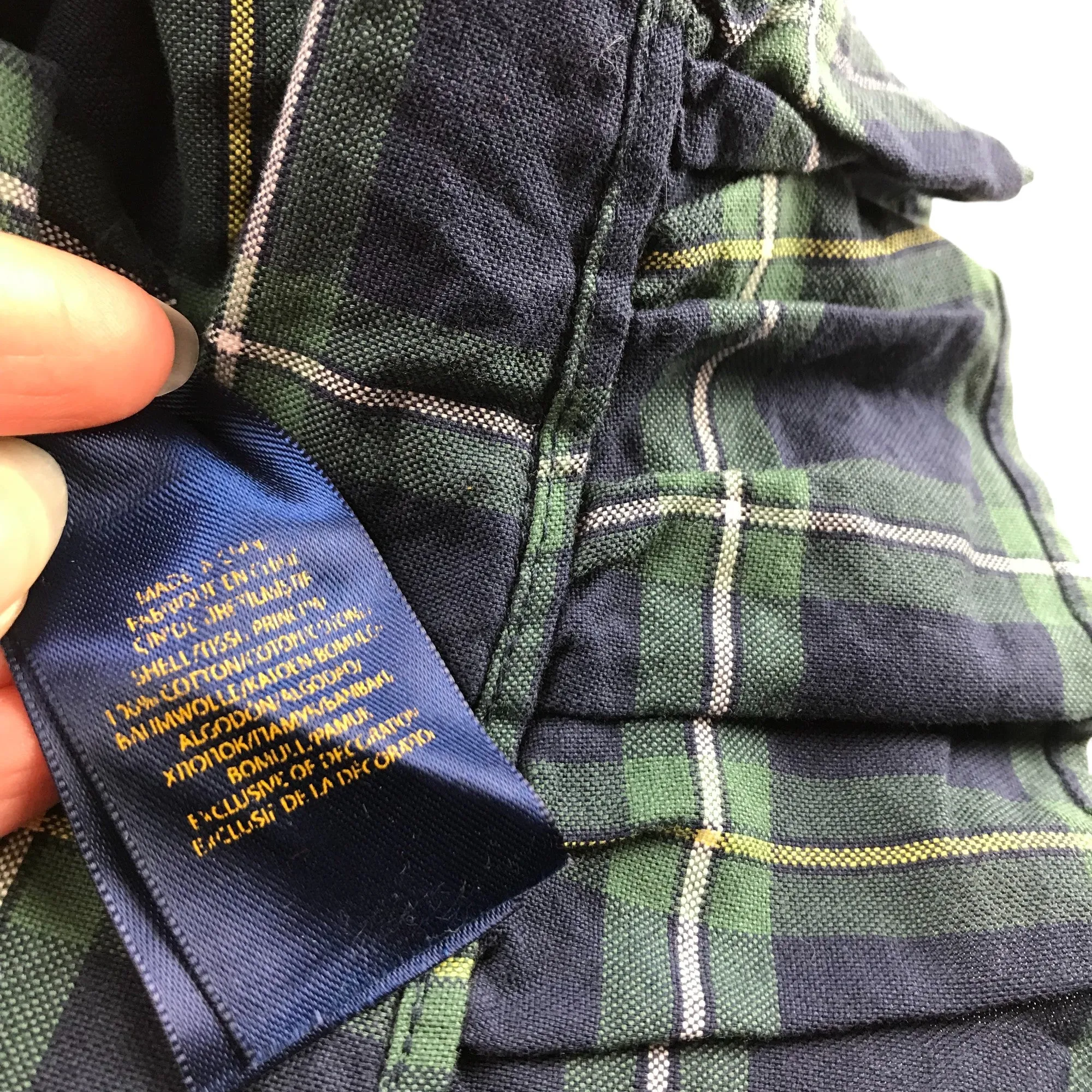 Ralph Lauren Dress Age 10 Navy and Green Checked Shirt Collars Long Sleeve Layered skirt