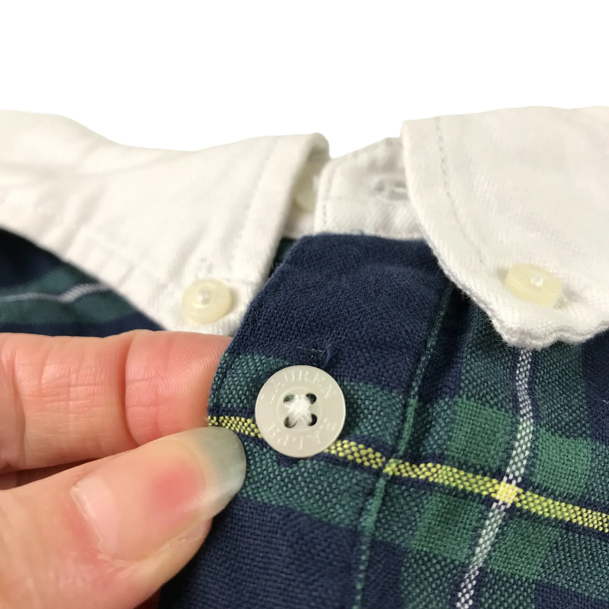 Ralph Lauren Dress Age 10 Navy and Green Checked Shirt Collars Long Sleeve Layered skirt