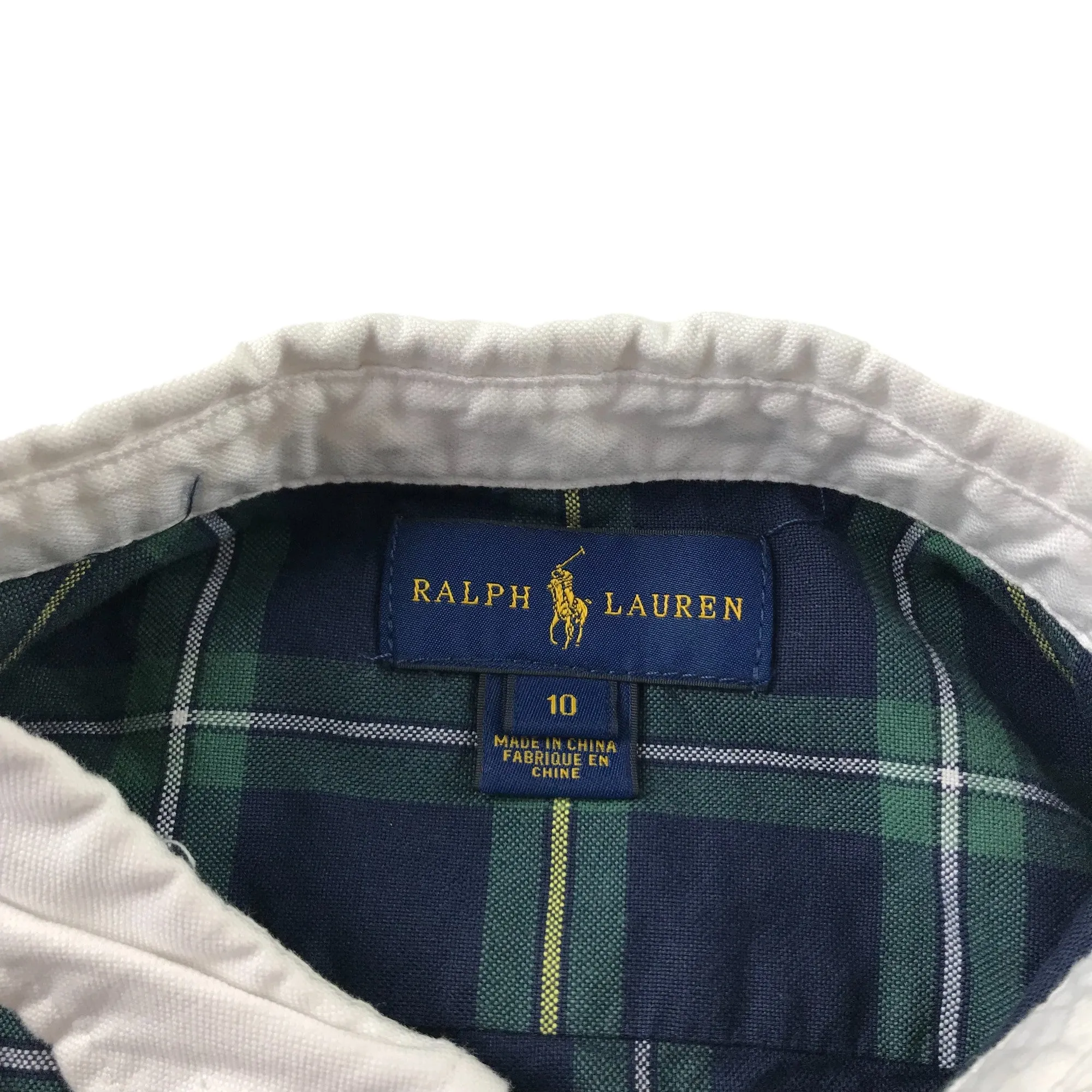 Ralph Lauren Dress Age 10 Navy and Green Checked Shirt Collars Long Sleeve Layered skirt