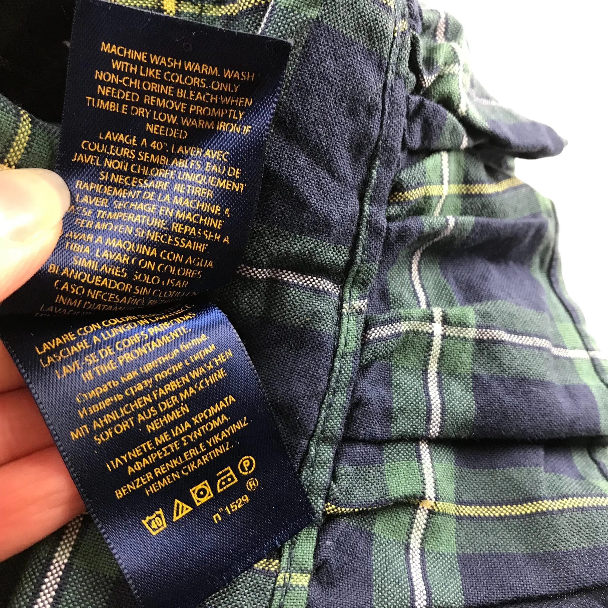 Ralph Lauren Dress Age 10 Navy and Green Checked Shirt Collars Long Sleeve Layered skirt