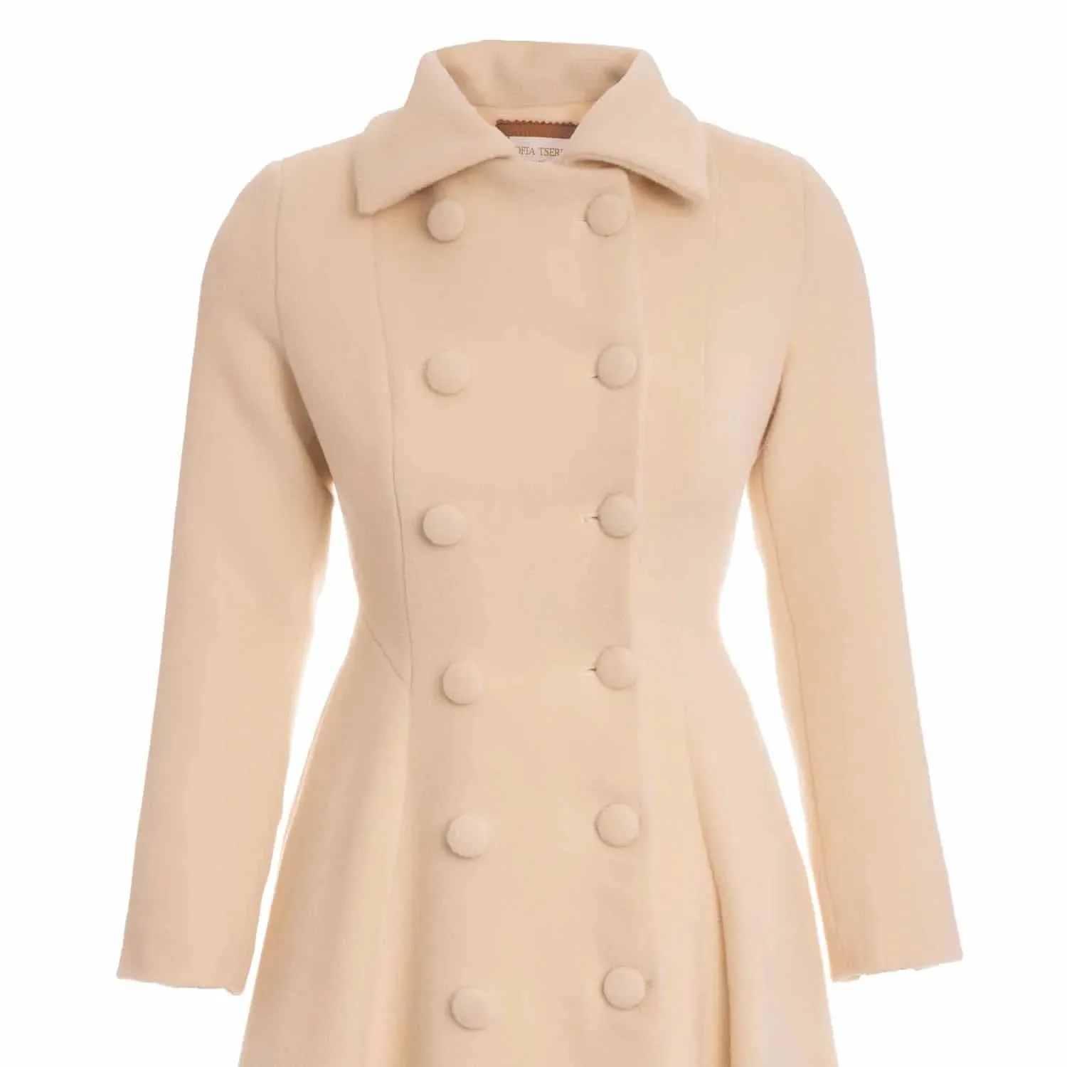 Redingote coat in virgin wool and cashmere - Ivory