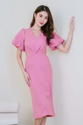 Restock: Luna Tweed Twist Knot Cut Out Dress - Doll Pink [XS/S/M/L/XL/XXL]