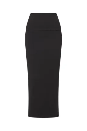 RIBBED MODAL MIDI SLIM SKIRT