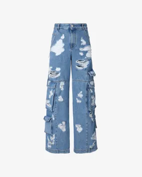 Ripped Ultracargo Denim Trousers