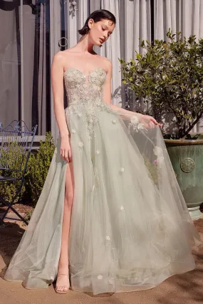 Sage Green Strapless Ball Gown