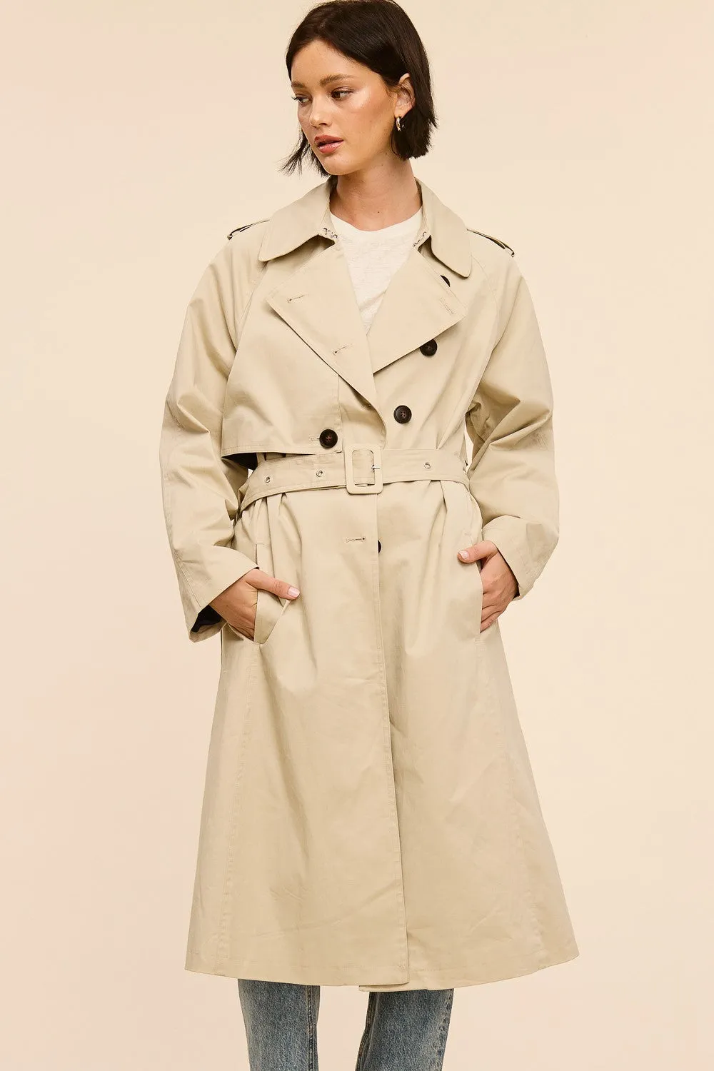 Sandstone Elegance Trench Coat