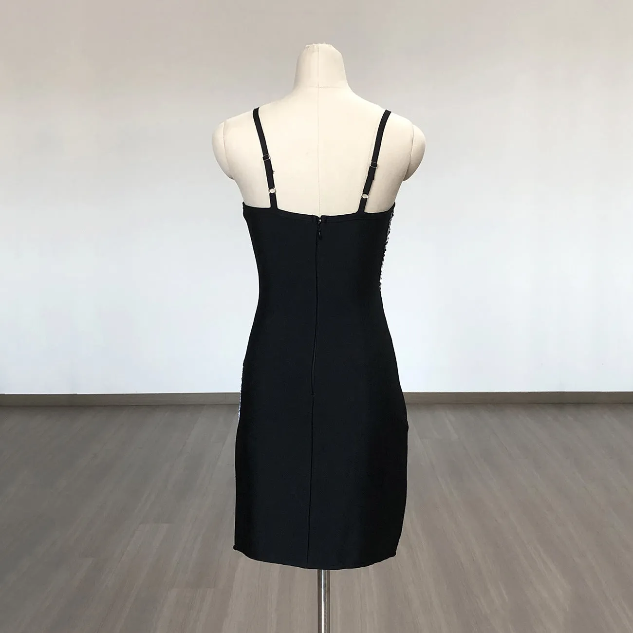 Sequin Patchwork Bandage Dress Bodycon Mini Dress Vestidos Outfits