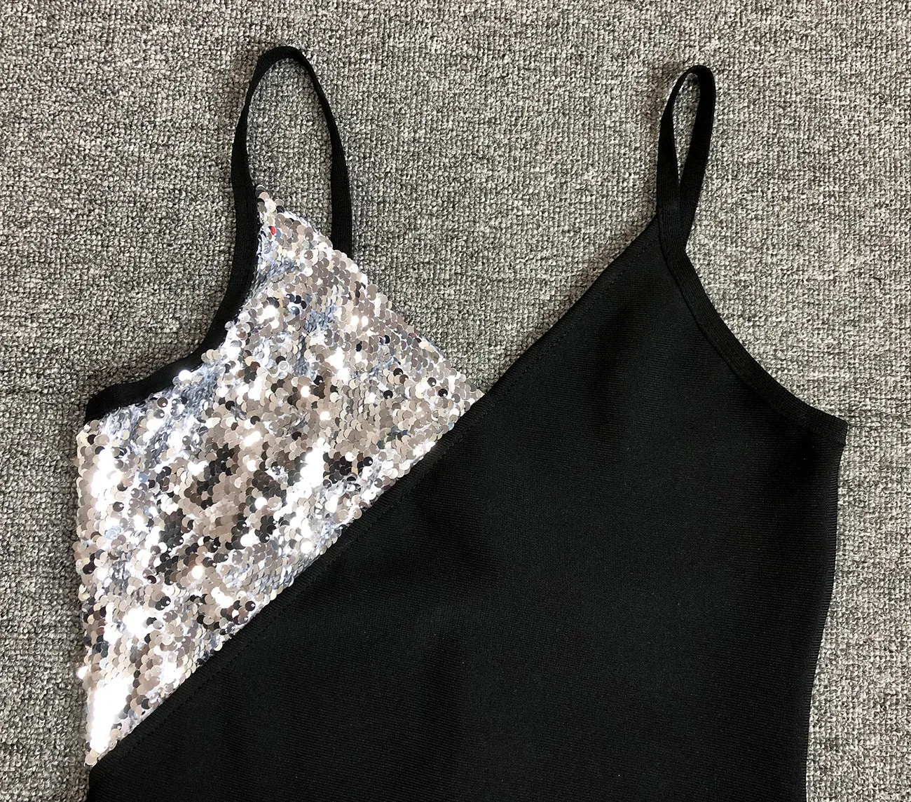 Sequin Patchwork Bandage Dress Bodycon Mini Dress Vestidos Outfits