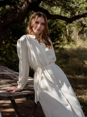 Silk Shirtdress, Ivory