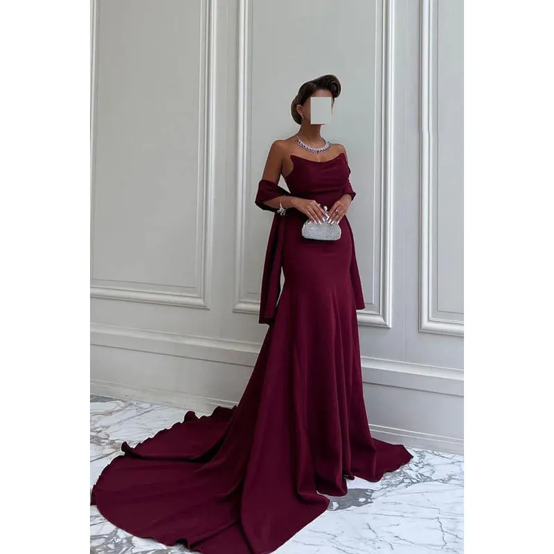 Simple Casual Scoop Sleeveless Mermaid Formal Party Prom Dress
