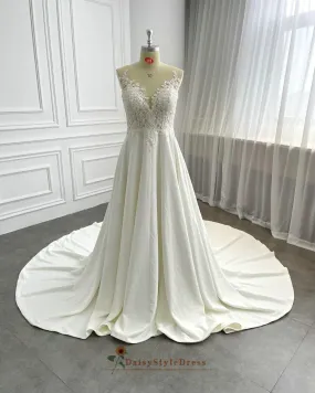 Simple Sheer Lace Summer Wedding Dress