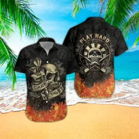 Skull Dart Play hard Hawaiian Shirt, Perfect Skull Clothing, Gift For Skull Lovers, Hawaiian shirt for Men, Women, Adult