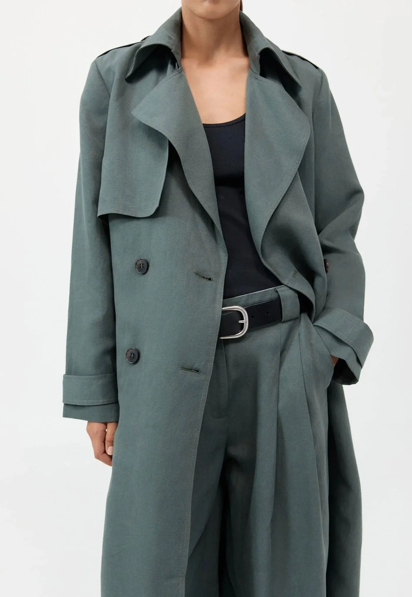 Soft Tailored Trench - Balsam Green