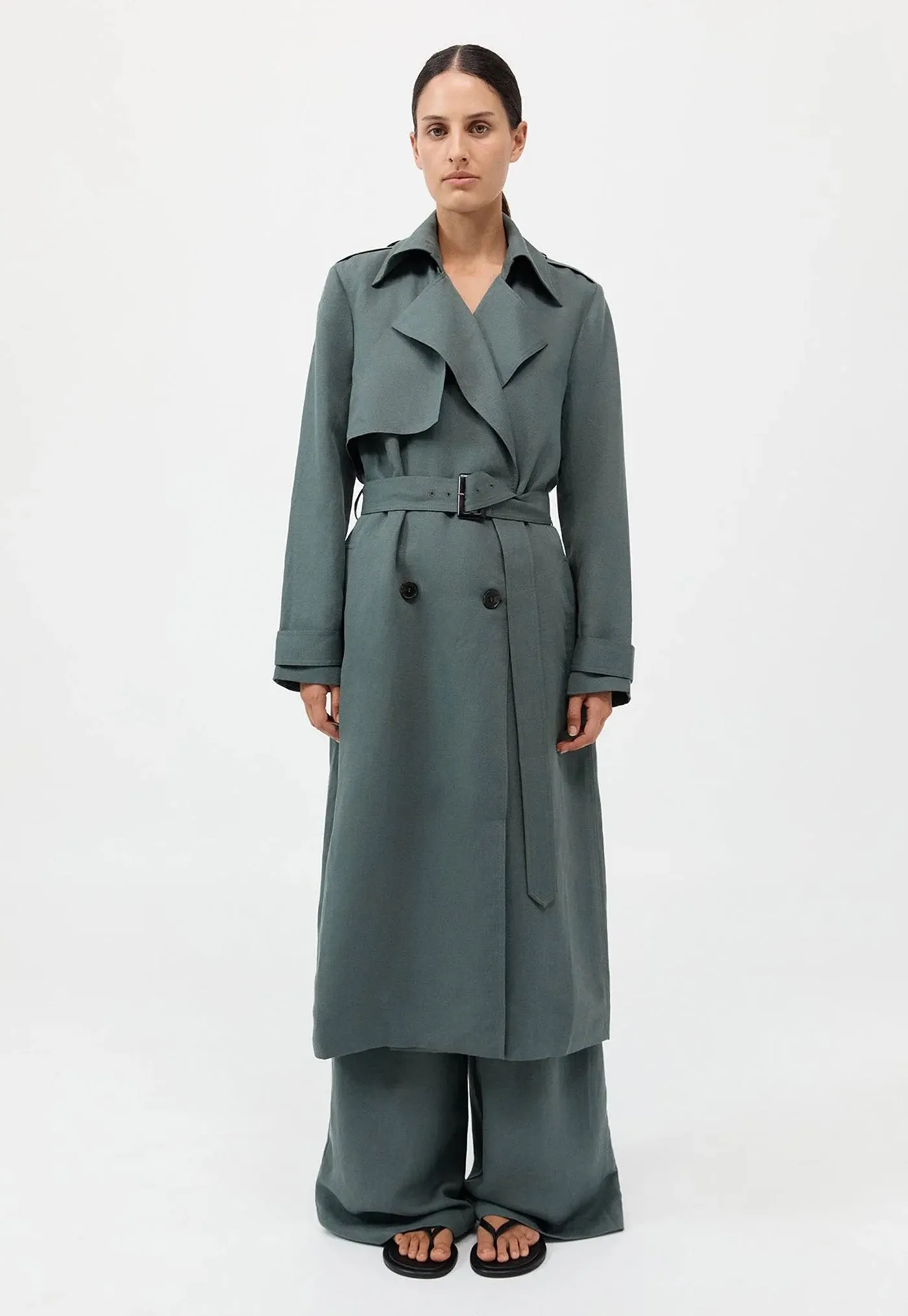 Soft Tailored Trench - Balsam Green