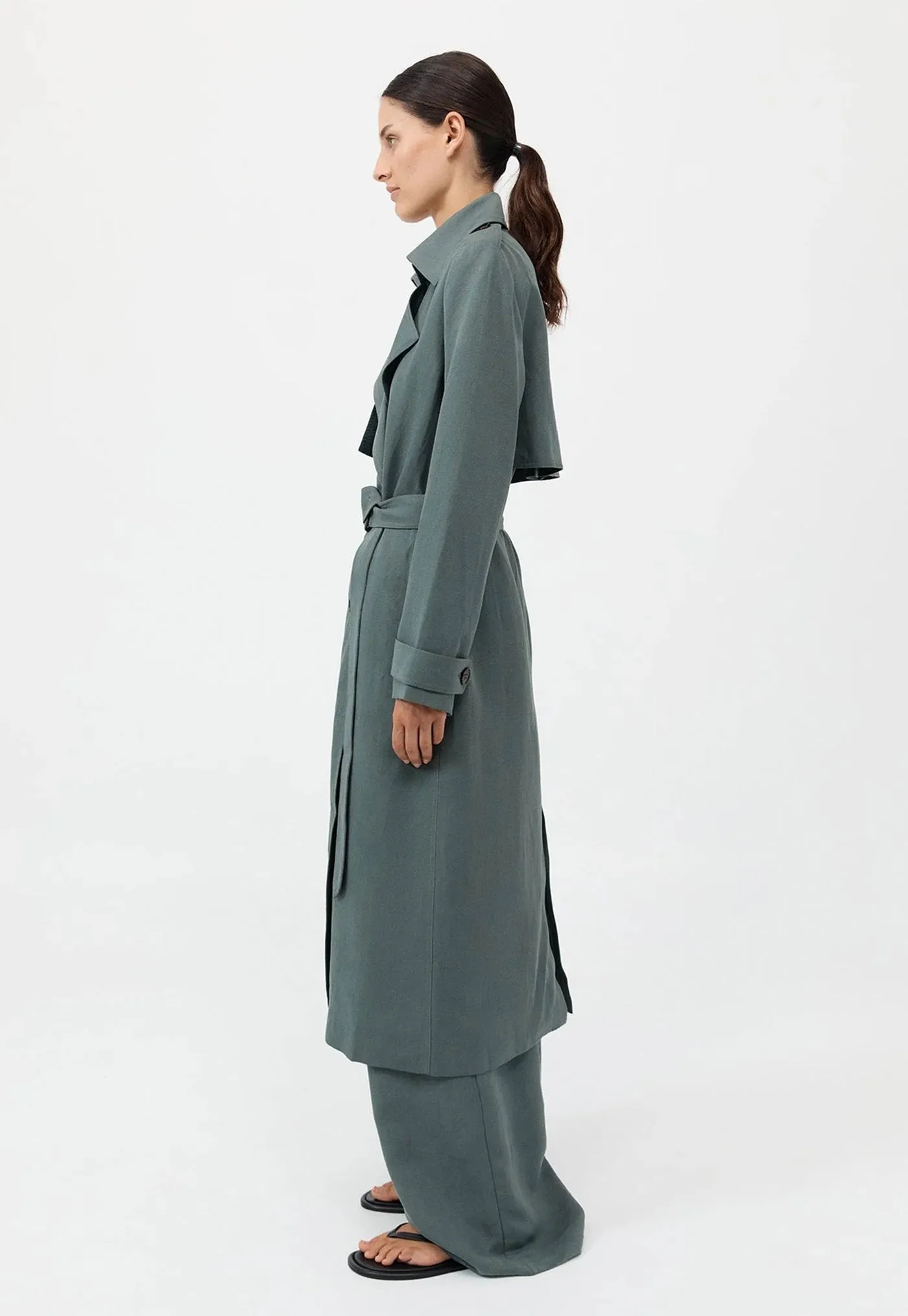 Soft Tailored Trench - Balsam Green