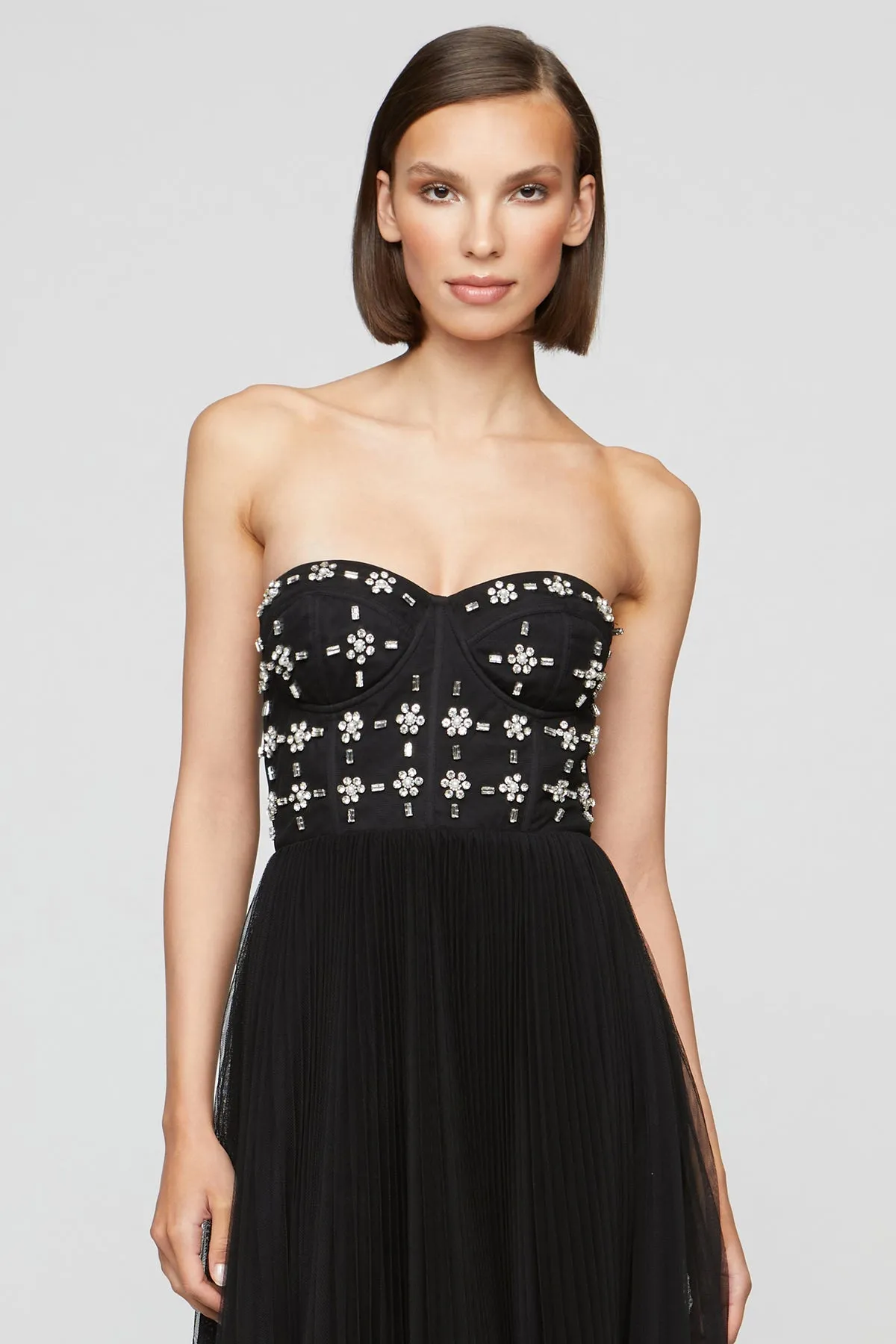 Theia Alessia Strapless Midi Dress