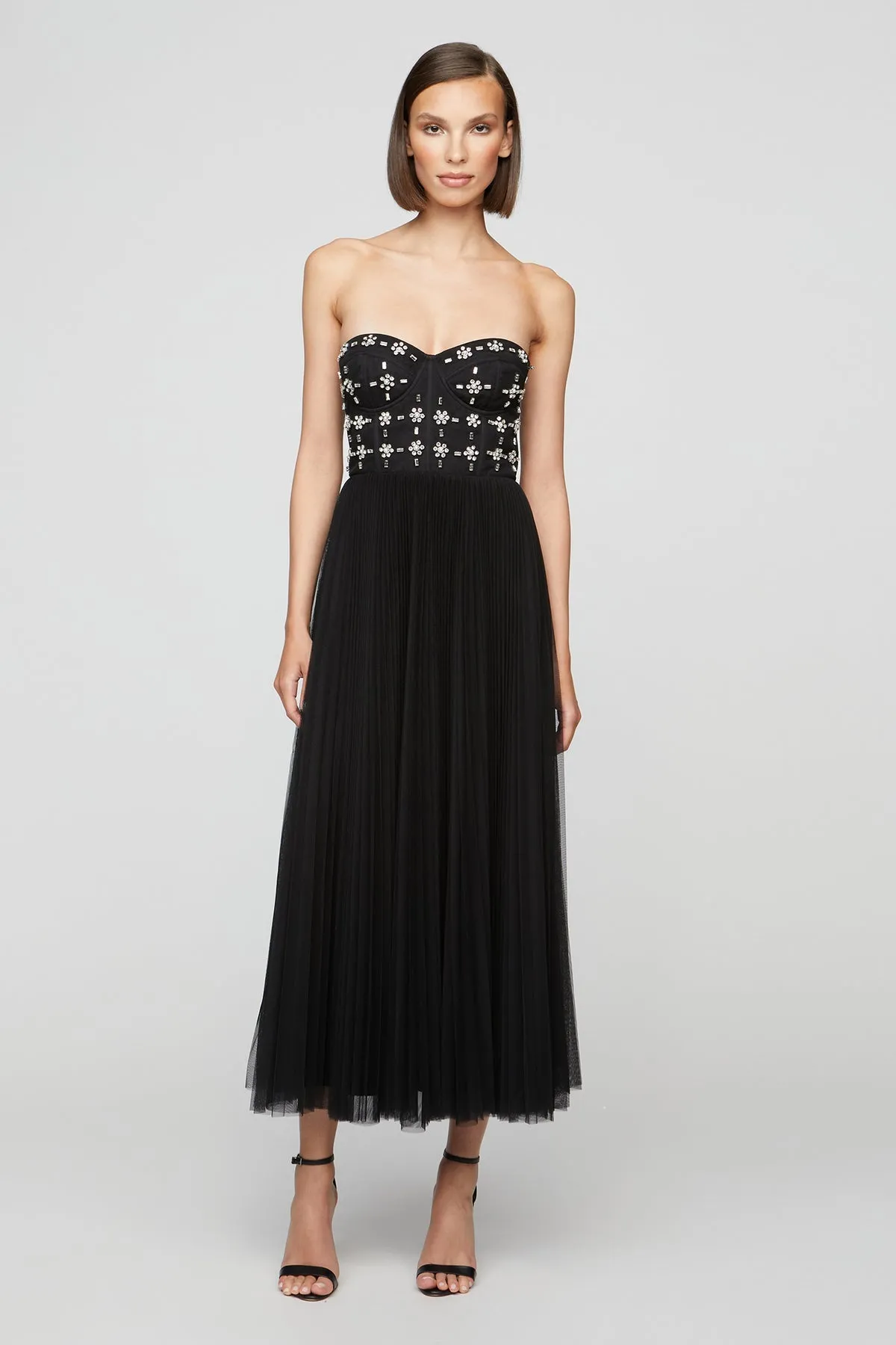 Theia Alessia Strapless Midi Dress