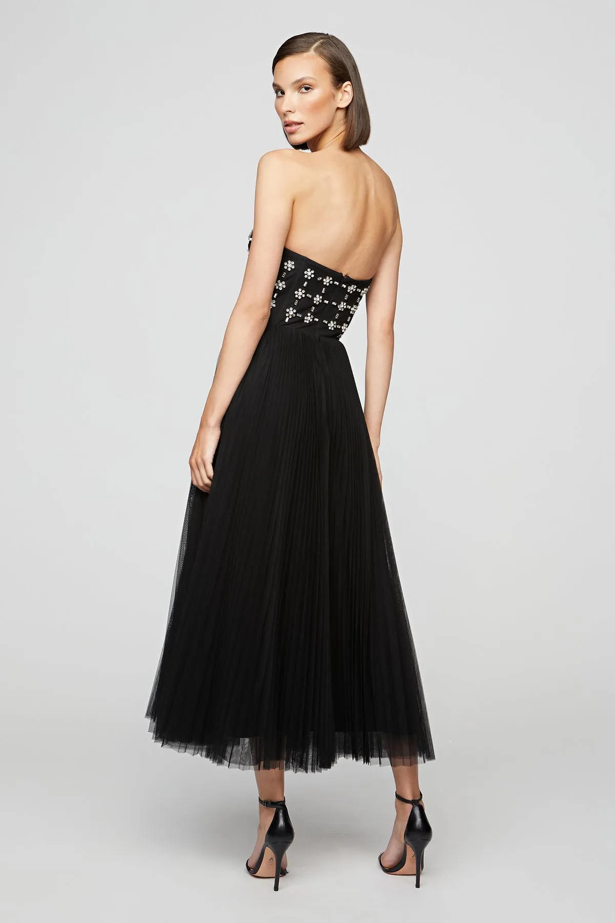 Theia Alessia Strapless Midi Dress