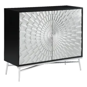 timeless Josie Rectangular 2-door Accent Cabinet Black and Silver