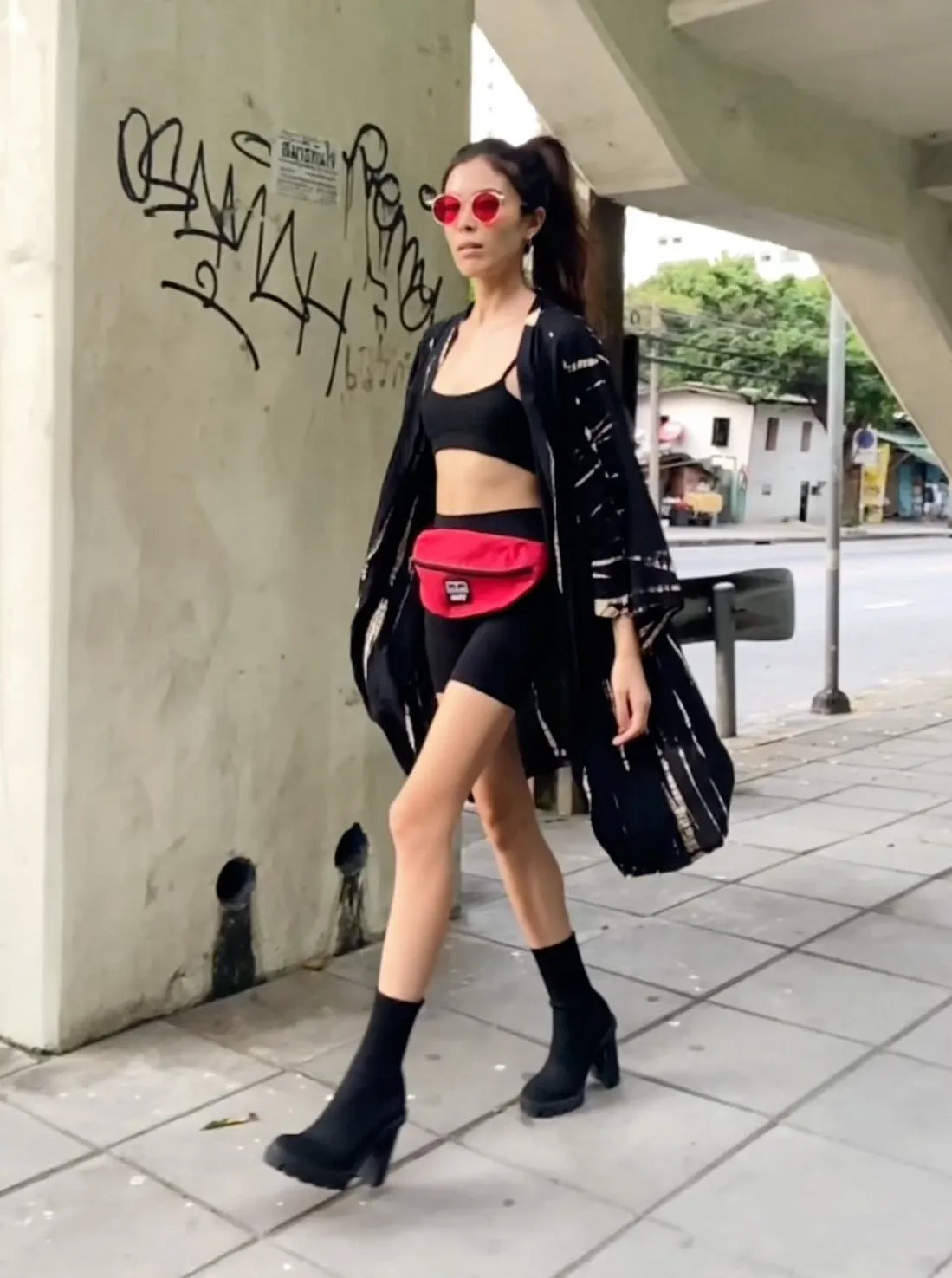 Toa Tie Dye Kimono Jacket - Black