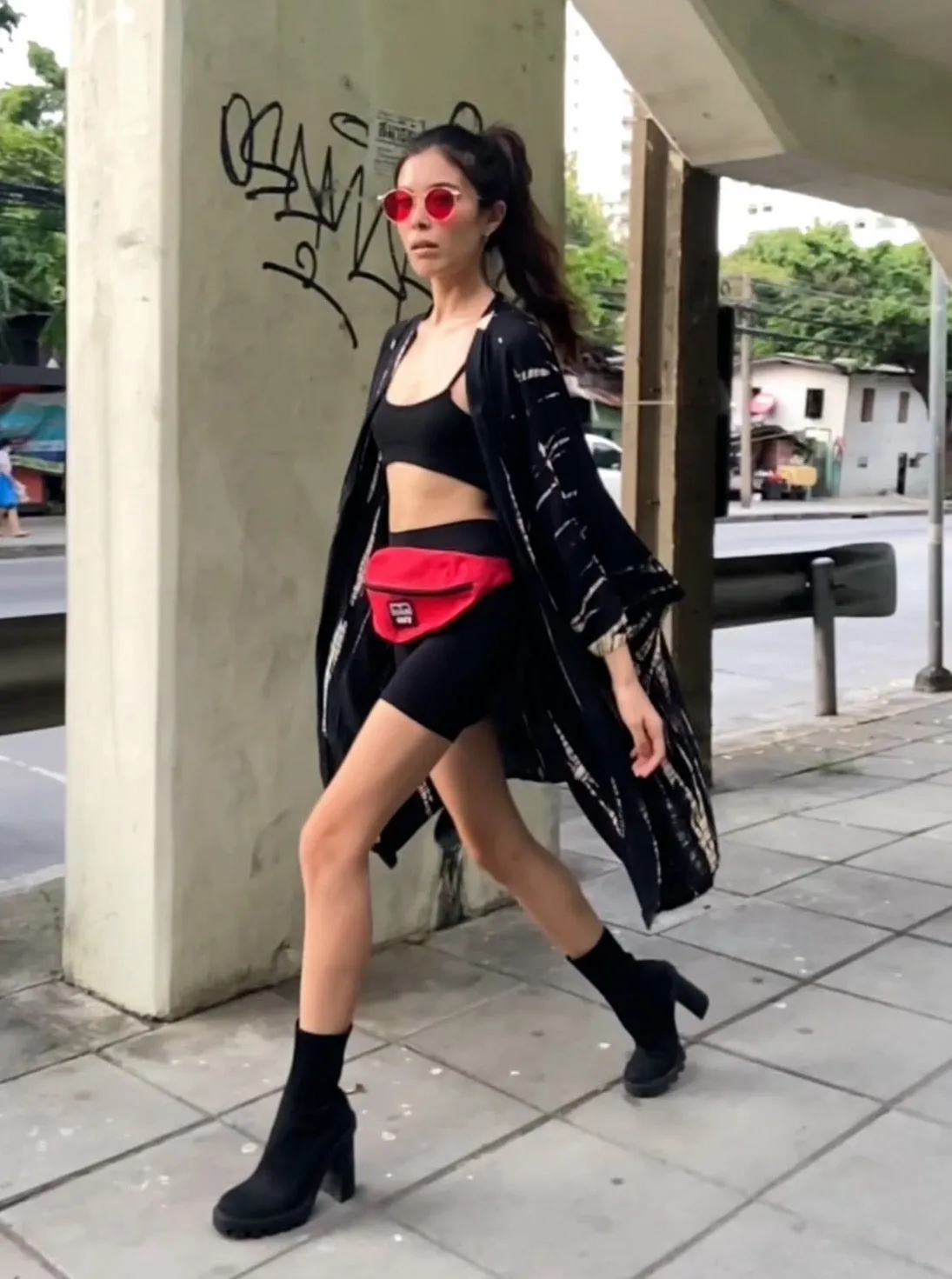 Toa Tie Dye Kimono Jacket - Black