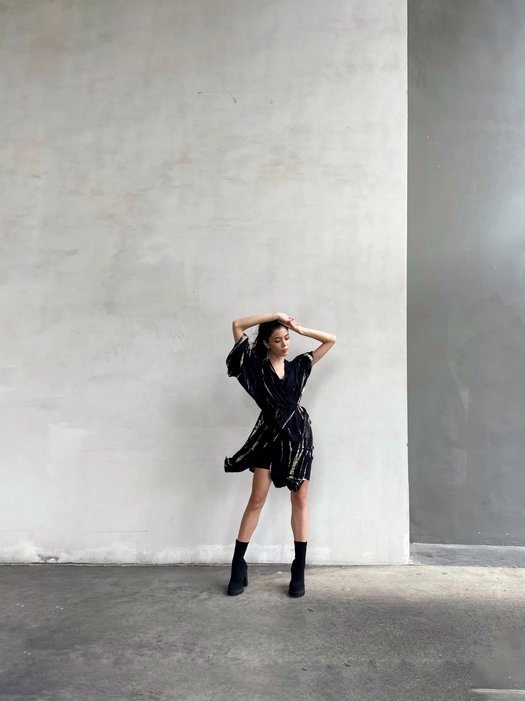 Toa Tie Dye Kimono Jacket - Black