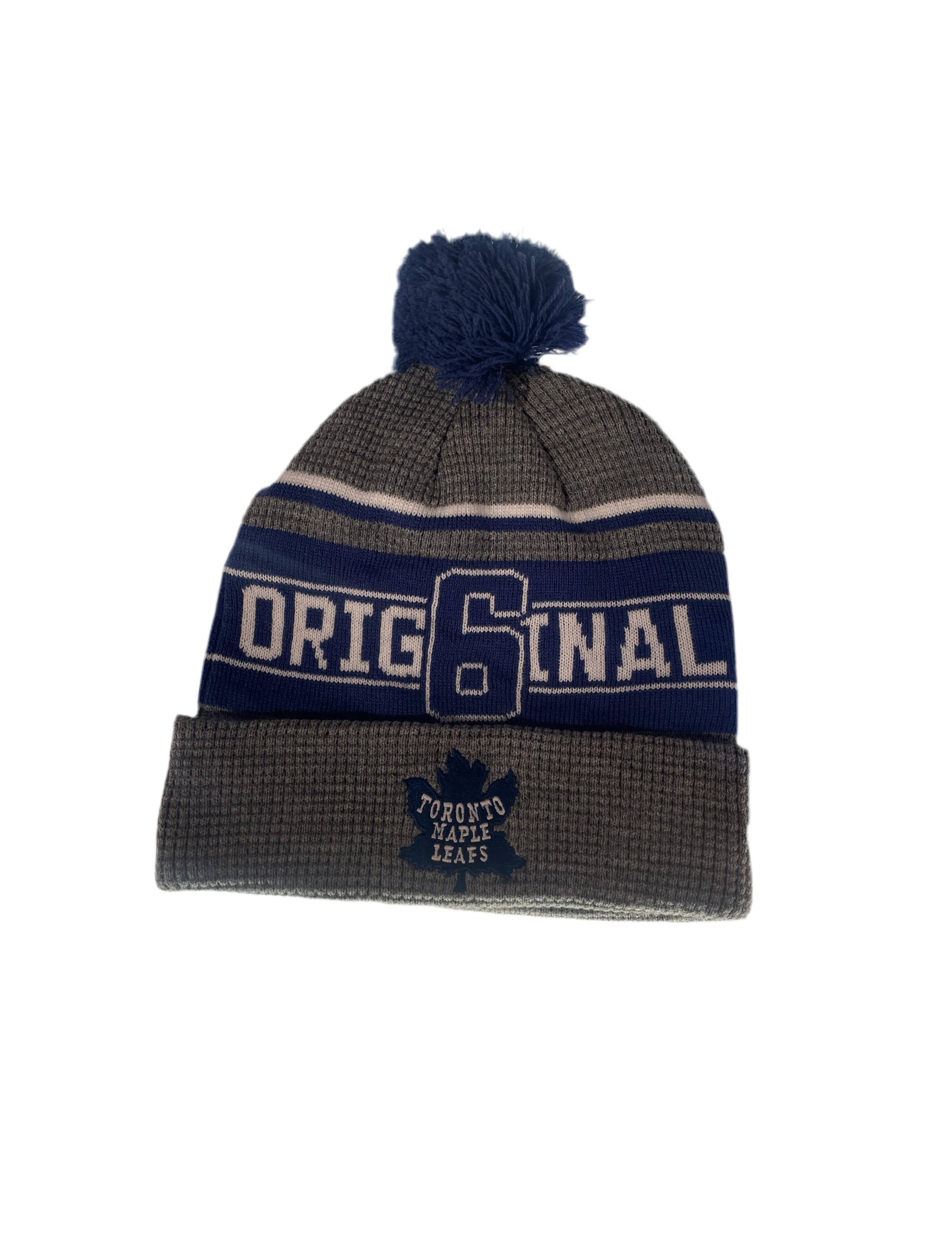 Toronto Maple Leafs Fanatics Heather Gray Lumberjack Cuffed Knit Hat with Pom - Blue/Grey