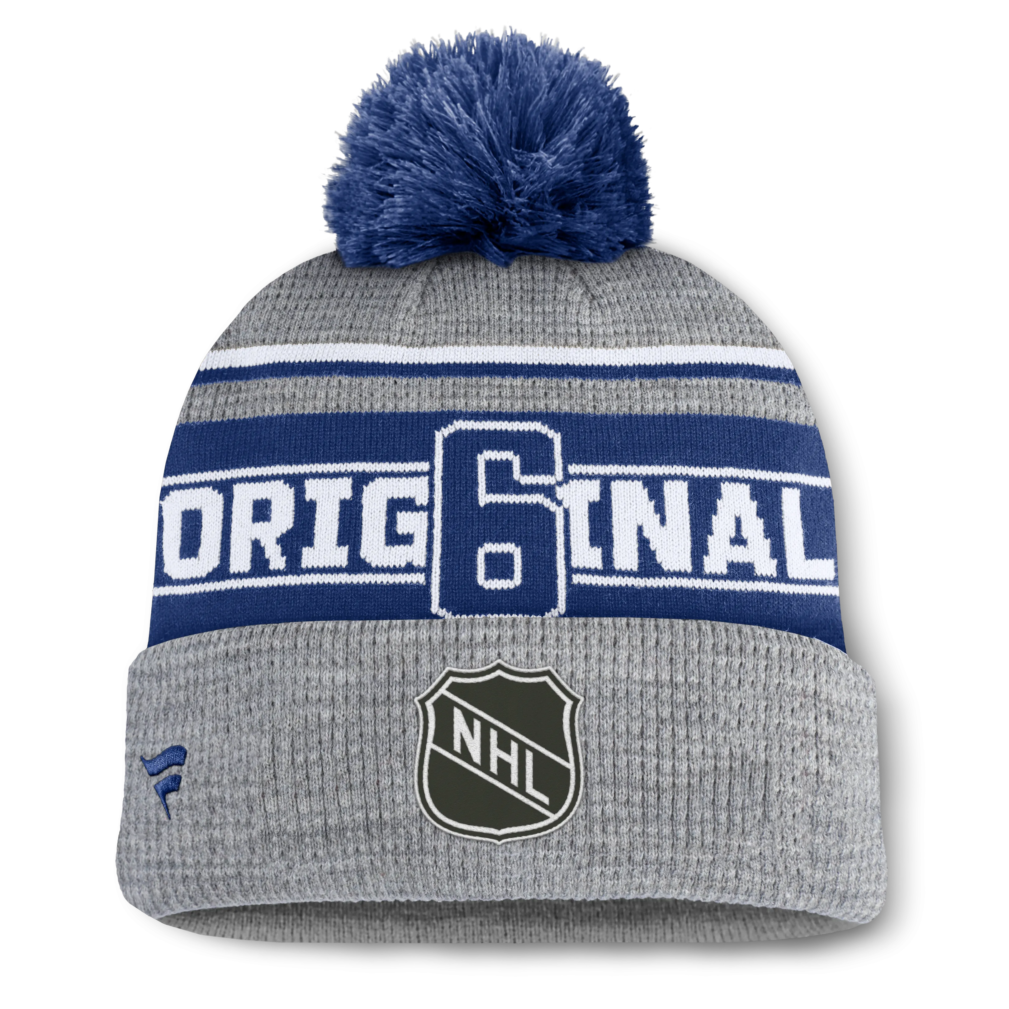 Toronto Maple Leafs Fanatics Heather Gray Lumberjack Cuffed Knit Hat with Pom - Blue/Grey