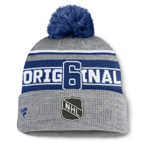 Toronto Maple Leafs Fanatics Heather Gray Lumberjack Cuffed Knit Hat with Pom - Blue/Grey
