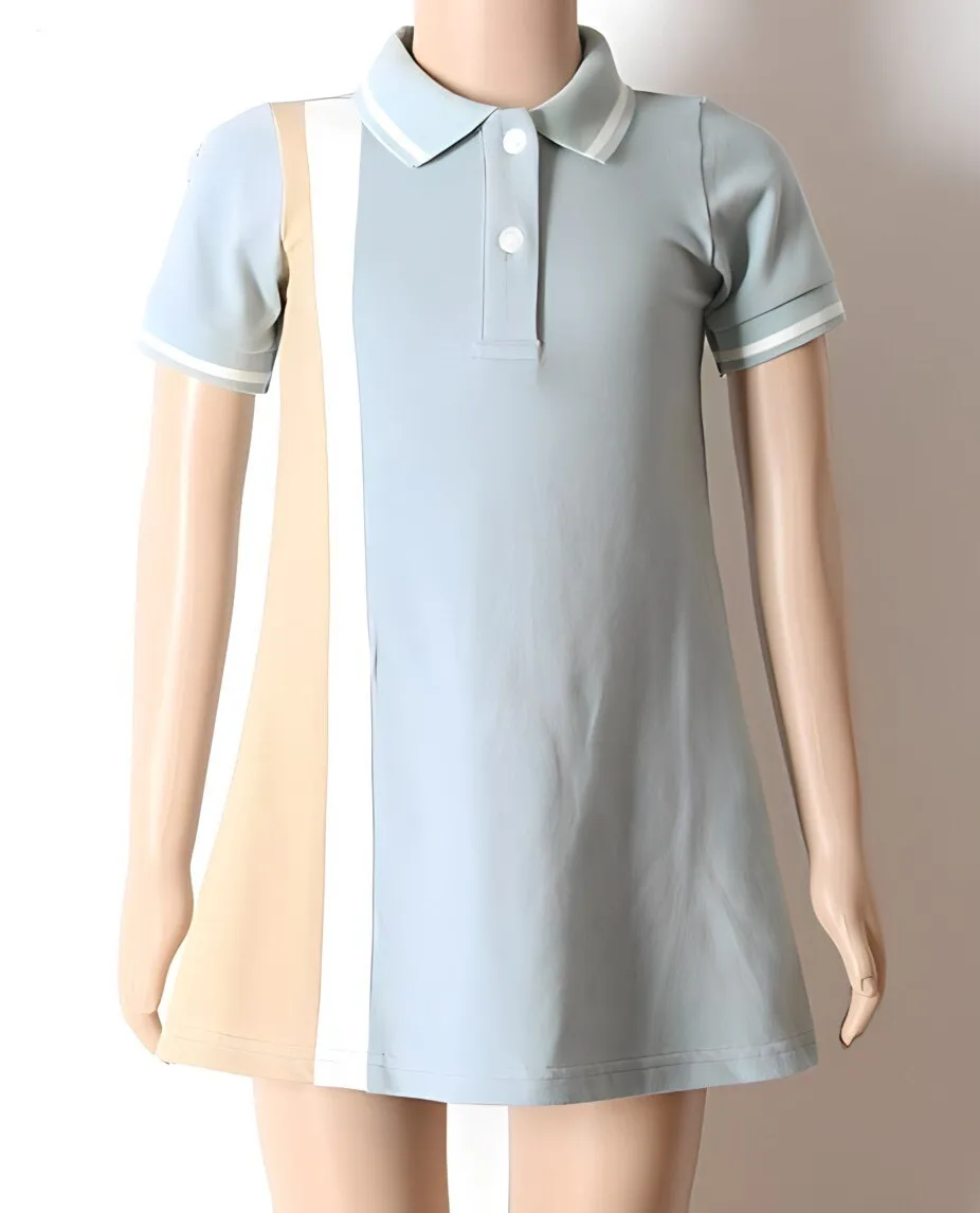 Trendy Polo Dress in Sage Blue