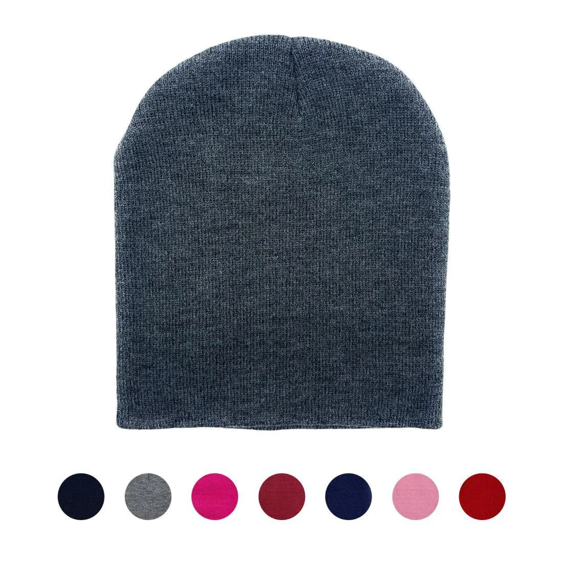 Unbranded Beanies Caps Toboggan Short Uncuffed Soft Knit in Bulk Multi-Color Plain Blank Wholesale Lot