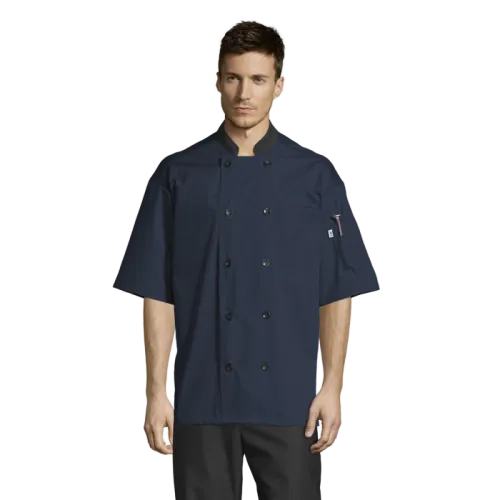 Uncommon Threads Havana Chef Coat W/Mesh Back XL Navy Unisex 65/35% Poly/Cotton Poplin