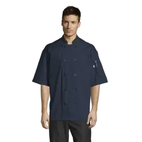 Uncommon Threads Havana Chef Coat W/Mesh Back XL Navy Unisex 65/35% Poly/Cotton Poplin