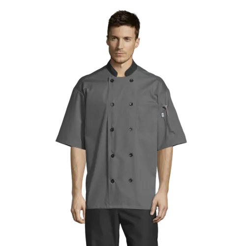 Uncommon Threads Havana Chef Coat W/Mesh Back XL Slate Unisex 65/35% Poly/Cotton Poplin